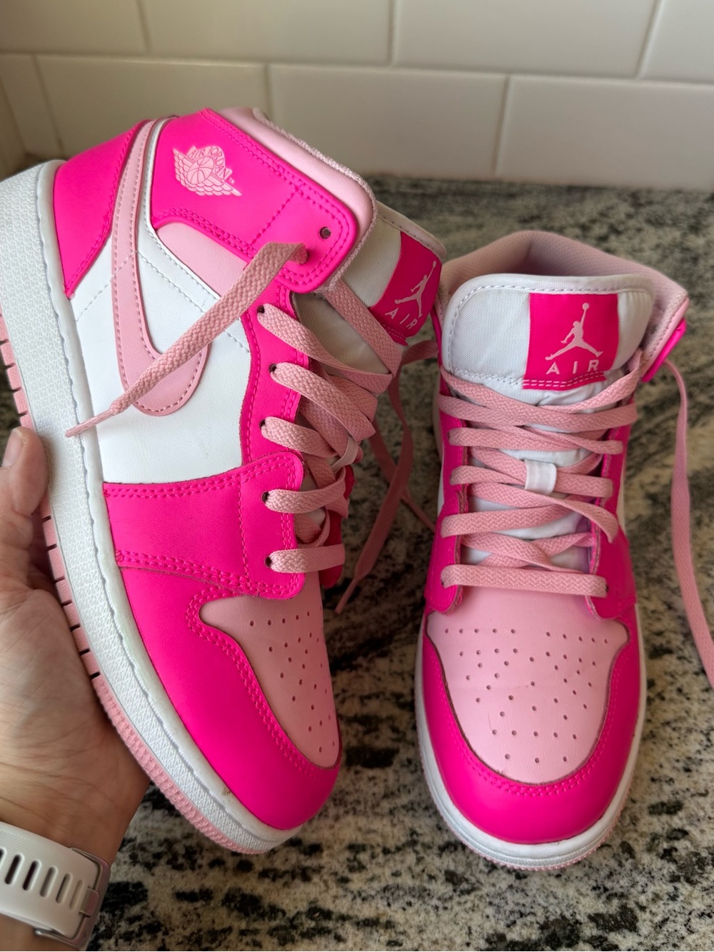 Air Jordan 1 Mid GS "Fierce Pink”. Size 6.5 Y. EUC